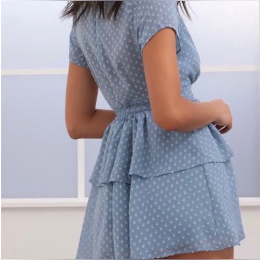 Lucy in the Sky Light Blue‎ Polka Dot Take Me to Paris Mini Dress Size S - Picture 5 of 9
